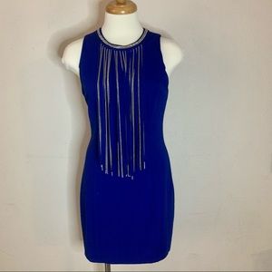 Marineblue Fringe Bodycon Blue Dress Size M